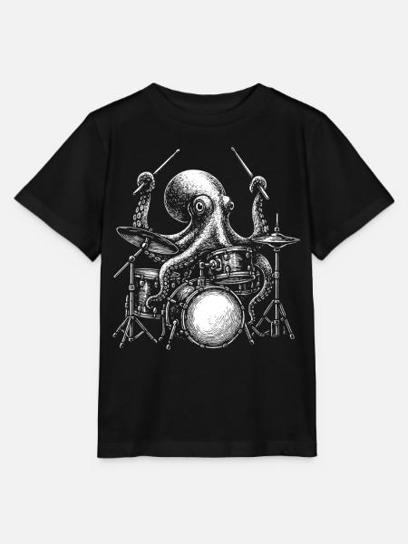 Batteur Octopus Batterie Musicien Percussion - T-shirt bio MINI CREATOR Stanley/Stella Enfant - noir