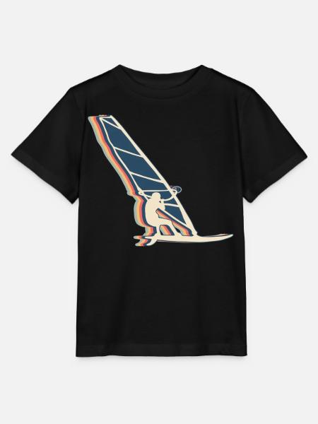 Windsurfer Windsurfen Retro Line Art - Stanley/Stella Kinder T-Shirt MINI CREATOR - Schwarz