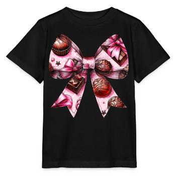 Coquette Bow Chocolate Candy Bar Pattern - Stanley/Stella MINI CREATOR Kids’ T-Shirt - black - Front - Mikhail (115cm)