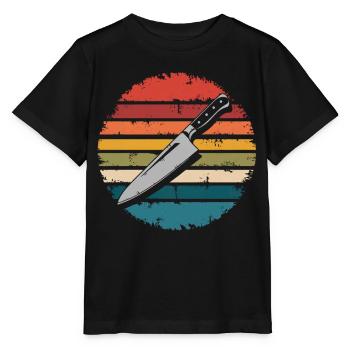 Couteau de chef vintage Cadeaux de cuisine culinaire Chefs - T-shirt bio MINI CREATOR Stanley/Stella Enfant - noir - Devant - Mikhail (115cm)