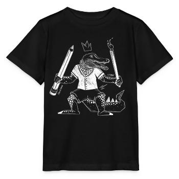 Creative crocodile with pen and brush - Stanley/Stella MINI CREATOR Kids’ T-Shirt - black - Front - Mikhail (115cm)