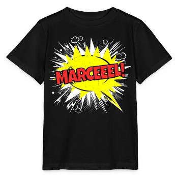 Marcel nom drôle bulle de discours Marceeel ! - T-shirt bio MINI CREATOR Stanley/Stella Enfant - noir - Devant - Mikhail (115cm)