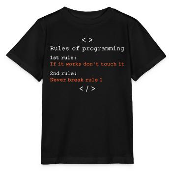 Regeln der Programmierung - Stanley/Stella Kinder T-Shirt MINI CREATOR  - Schwarz - Vorne - Mikhail (115cm)