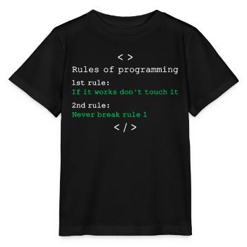 Regeln der Programmierung - Stanley/Stella Kinder T-Shirt MINI CREATOR  - Schwarz - Vorne - Mikhail (115cm)