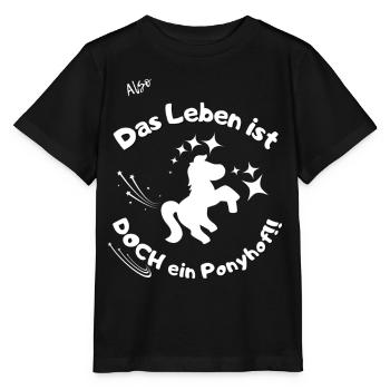 Ponyhof mit weißer Schrift - Stanley/Stella Kinder T-Shirt MINI CREATOR  - Schwarz - Vorne - Mikhail (115cm)