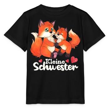Kleine Schwester Niedlicher Fuchs Geschwister Paar - Stanley/Stella Kinder T-Shirt MINI CREATOR  - Schwarz - Vorne - Mikhail (115cm)