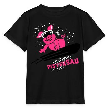 Pistensau - Ski - Snowboard - Winter Sports 3C - Stanley/Stella MINI CREATOR Kids’ T-Shirt - black - Front - Mikhail (115cm)