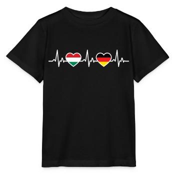 Hongrie Allemagne Heartbeat Drapeau Hongrois Hongrois - T-shirt bio MINI CREATOR Stanley/Stella Enfant - noir - Devant - Mikhail (115cm)