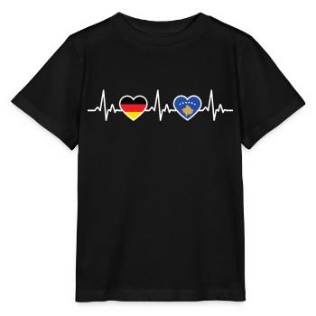 Kosovo Germany Heartbeat Flag Kosovars - Stanley/Stella MINI CREATOR Kids’ T-Shirt - black - Front - Mikhail (115cm)