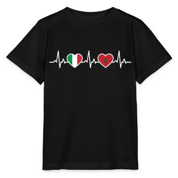 Maroc Italie Vintage Heartbeat Drapeau - T-shirt bio MINI CREATOR Stanley/Stella Enfant - noir - Devant - Mikhail (115cm)