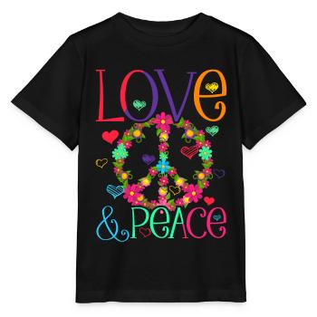 Hippie Love Peace Flower Power Peace Movement - Stanley/Stella MINI CREATOR Kids’ T-Shirt - black - Front - Mikhail (115cm)