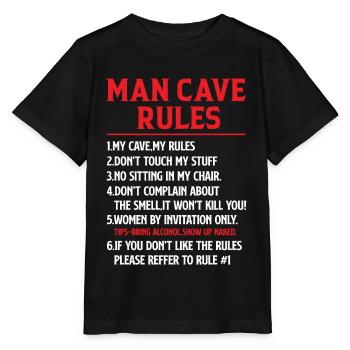Règles de man cave - Mancave Joke - T-shirt bio MINI CREATOR Stanley/Stella Enfant - noir - Devant - Mikhail (115cm)