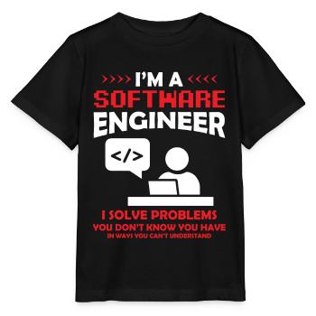 Je suis un ingénieur logiciel développeur de logiciels - T-shirt bio MINI CREATOR Stanley/Stella Enfant - noir - Devant - Mikhail (115cm)