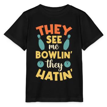 Rollin avec mes Homies - Bowling Alley Sport Bowler - T-shirt bio MINI CREATOR Stanley/Stella Enfant - noir - Devant - Mikhail (115cm)
