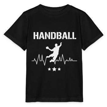 Handball ECG Heartbeat Pulse Jump Throw - Stanley/Stella MINI CREATOR Kids’ T-Shirt - black - Front - Mikhail (115cm)