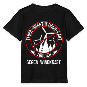 Gegen Windkraft und gegen Windenergie - Stanley/Stella Kinder T-Shirt MINI CREATOR  - Schwarz - Vorne - Mikhail (115cm)