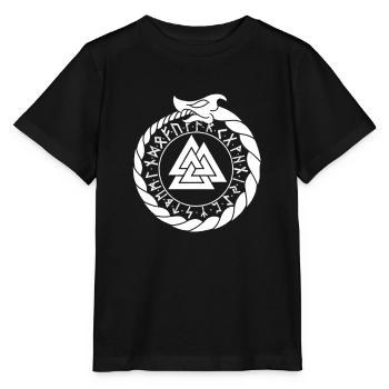 Ouroboros with Valknut and Futhark - Germanic - Stanley/Stella MINI CREATOR Kids’ T-Shirt - black - Front - Mikhail (115cm)