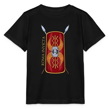 Roman shield Scutum with spears - Roma Invicta - Stanley/Stella MINI CREATOR Kids’ T-Shirt - black - Front - Mikhail (115cm)