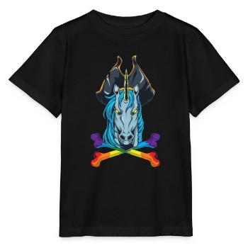 Rainbow Bones - Pirate Unicorn - Stanley/Stella MINI CREATOR Kids’ T-Shirt - black - Front - Mikhail (115cm)