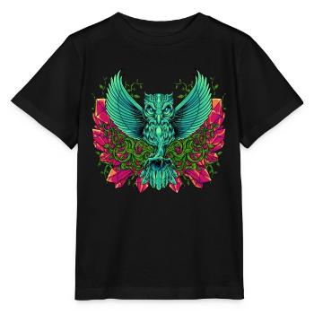 Aesthetic owl with tendrils and crystals - Stanley/Stella MINI CREATOR Kids’ T-Shirt - black - Front - Mikhail (115cm)