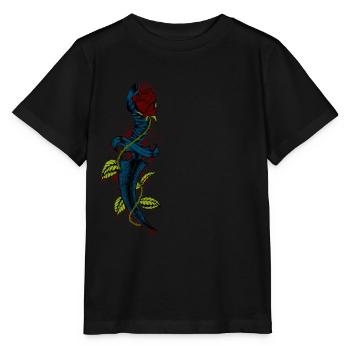 Vintage blutiger Dolch mit Rose - Stanley/Stella Kinder T-Shirt MINI CREATOR  - Schwarz - Vorne - Mikhail (115cm)