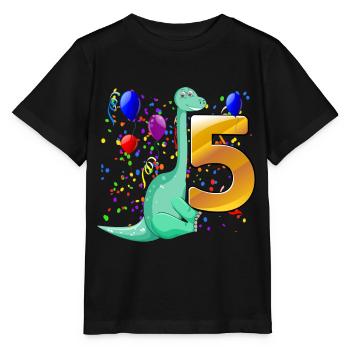 Dino Geburtstag 5 Jahre - Stanley/Stella Kinder T-Shirt MINI CREATOR  - Schwarz - Vorne - Mikhail (115cm)