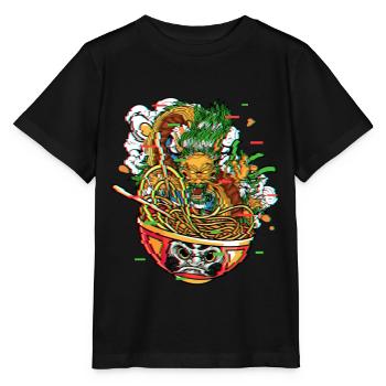 Ramen Drache In Daruma Bowl Vaporwave Kanagawa - Stanley/Stella Kinder T-Shirt MINI CREATOR  - Schwarz - Vorne - Mikhail (115cm)