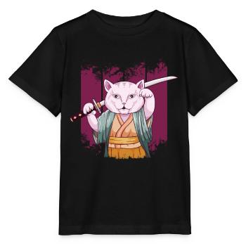 Japonais Saurrai Maneki Neko Cat Katana Aesthetic - T-shirt bio MINI CREATOR Stanley/Stella Enfant - noir - Devant - Mikhail (115cm)