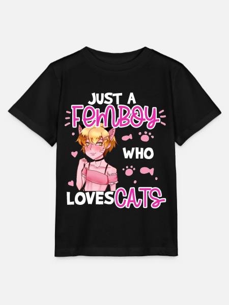 Just A Femboy Who Loves Cats Anime Boy Cat Lover - Stanley/Stella Kinder T-Shirt MINI CREATOR  - Schwarz