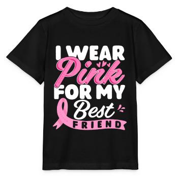 Je porte du rose pour ma meilleure amie Cancer du sein - T-shirt bio MINI CREATOR Stanley/Stella Enfant - noir - Devant - Mikhail (115cm)