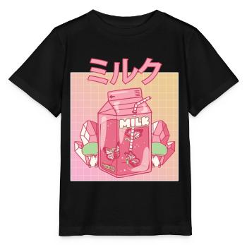 Fairycore Aesthetic Fee Japanese Milk Carton - Stanley/Stella MINI CREATOR Kids’ T-Shirt - black - Front - Mikhail (115cm)