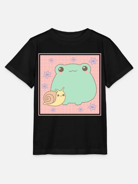 Cottagecore Aesthetic Kawaii Frosch Schnecke Gesch - Stanley/Stella Kinder T-Shirt MINI CREATOR - Schwarz
