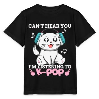 Kpop Kawaii Katze I'm Listening To K-pop Music Ges - Stanley/Stella Kinder T-Shirt MINI CREATOR  - Schwarz - Vorne - Mikhail (115cm)