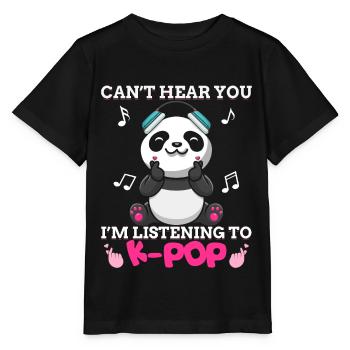 Kpop Kawaii Panda Bär I'm Listening To K-pop Music - Stanley/Stella Kinder T-Shirt MINI CREATOR  - Schwarz - Vorne - Mikhail (115cm)
