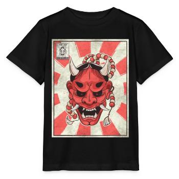 Timbre-poste japonais esthétique Demon Oni Mask - T-shirt bio MINI CREATOR Stanley/Stella Enfant - noir - Devant - Mikhail (115cm)