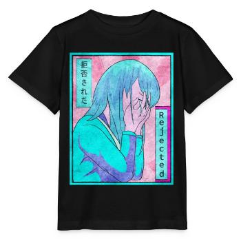 Sad Anime Girl Vaporwave Aesthetic Slimmed Down - Stanley/Stella MINI CREATOR Kids’ T-Shirt - black - Front - Mikhail (115cm)