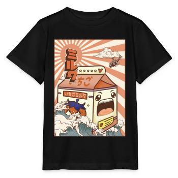 Kaiju Strawberry Milk Carton Japanese Monster Gesc - Stanley/Stella MINI CREATOR Kids’ T-Shirt - black - Front - Mikhail (115cm)