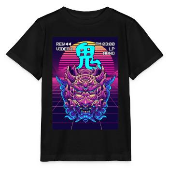Oni Mask Yokai Demon Mask Vaporwave Esthétique - T-shirt bio MINI CREATOR Stanley/Stella Enfant - noir - Devant - Mikhail (115cm)