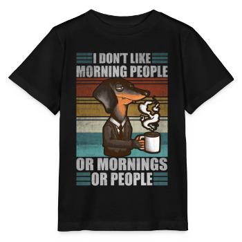 Sarcastic Dachshund Coffee Moody Wiener Dog - Stanley/Stella MINI CREATOR Kids’ T-Shirt - black - Front - Mikhail (115cm)
