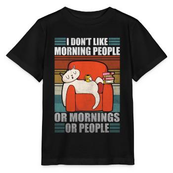 Sarcastic Cat Coffee Moody Lazy Kitty - Stanley/Stella MINI CREATOR Kids’ T-Shirt - black - Front - Mikhail (115cm)
