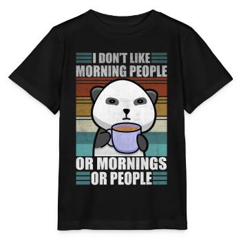 Sarcastic Animal Coffee Moody Panda Lazy - Stanley/Stella MINI CREATOR Kids’ T-Shirt - black - Front - Mikhail (115cm)