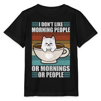 Sarcastic Kitty Moody Coffee Lazy Cat - Stanley/Stella MINI CREATOR Kids’ T-Shirt - black - Front - Mikhail (115cm)