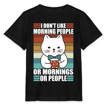 Morning People Sarcasm Coffee Moody Cat - Stanley/Stella MINI CREATOR Kids’ T-Shirt - black - Front - Mikhail (115cm)