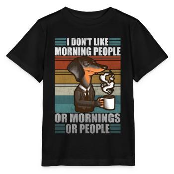 Moody Dachshund Coffee Sarcastic Wiener Dog - Stanley/Stella MINI CREATOR Kids’ T-Shirt - black - Front - Mikhail (115cm)