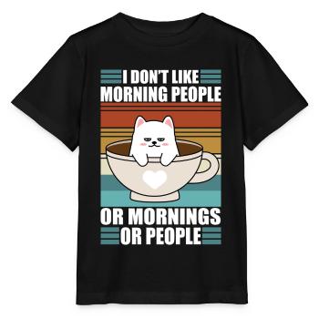 Sarcastic Kitty Coffee Moody Lazy Cat - Stanley/Stella MINI CREATOR Kids’ T-Shirt - black - Front - Mikhail (115cm)