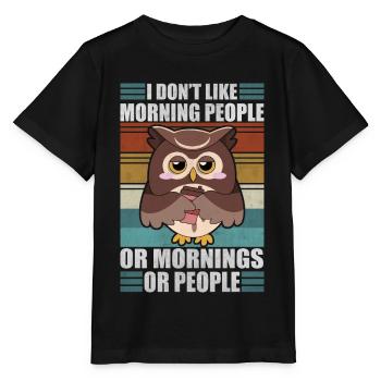 Sarcastic Owl Moody Coffee Lazy Owls - Stanley/Stella MINI CREATOR Kids’ T-Shirt - black - Front - Mikhail (115cm)