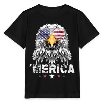 4th of July American Flag USA Sunglasses Eagle - Stanley/Stella Kinder T-Shirt MINI CREATOR  - Schwarz - Vorne - Mikhail (115cm)