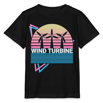 Wind Turbine Retro Gift - Stanley/Stella MINI CREATOR Kids’ T-Shirt - black - Front - Mikhail (115cm)