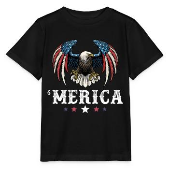 Eagle American Flag 4th of July Merica USA - Stanley/Stella Kinder T-Shirt MINI CREATOR  - Schwarz - Vorne - Mikhail (115cm)