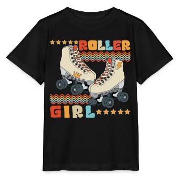 Roller Girl Retro 70er 80er Jahre Rollschuhlaufen - Stanley/Stella Kinder T-Shirt MINI CREATOR  - Schwarz - Vorne - Mikhail (115cm)